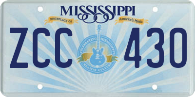 MS license plate ZCC430