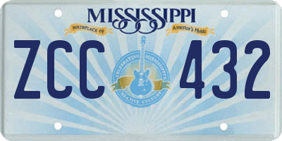 MS license plate ZCC432