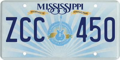 MS license plate ZCC450