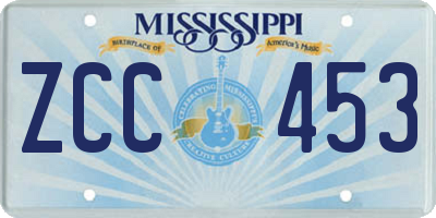 MS license plate ZCC453