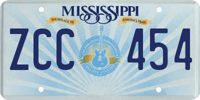 MS license plate ZCC454