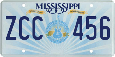 MS license plate ZCC456