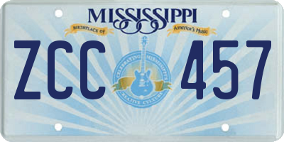 MS license plate ZCC457