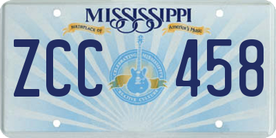 MS license plate ZCC458