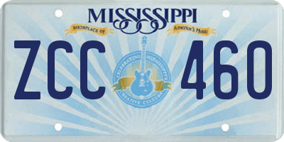 MS license plate ZCC460