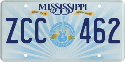 MS license plate ZCC462