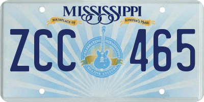 MS license plate ZCC465