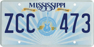 MS license plate ZCC473