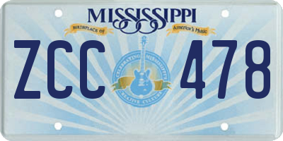 MS license plate ZCC478