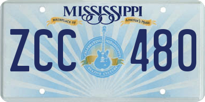 MS license plate ZCC480
