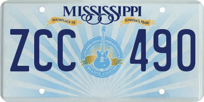 MS license plate ZCC490