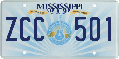 MS license plate ZCC501