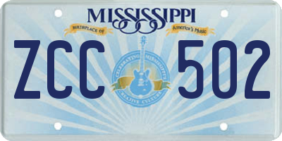 MS license plate ZCC502