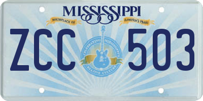 MS license plate ZCC503