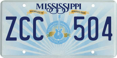 MS license plate ZCC504