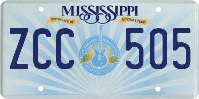 MS license plate ZCC505