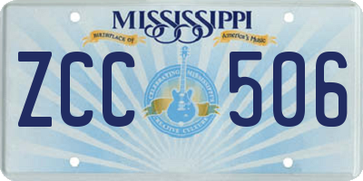 MS license plate ZCC506