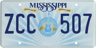 MS license plate ZCC507