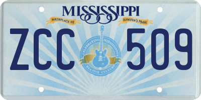 MS license plate ZCC509