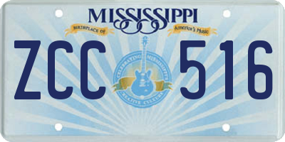 MS license plate ZCC516