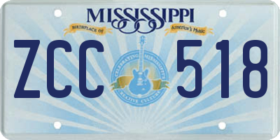MS license plate ZCC518