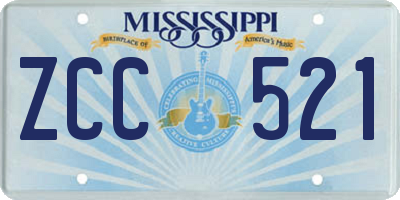 MS license plate ZCC521