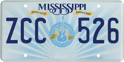 MS license plate ZCC526