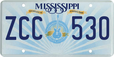 MS license plate ZCC530