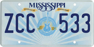 MS license plate ZCC533