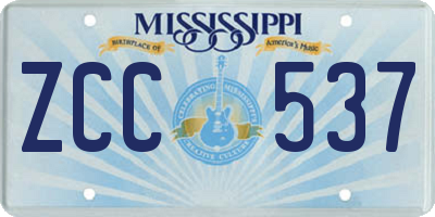 MS license plate ZCC537