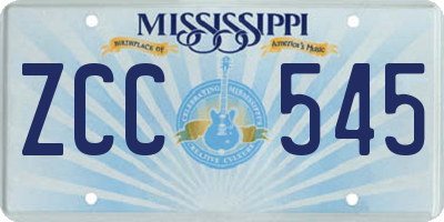 MS license plate ZCC545