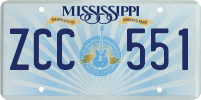 MS license plate ZCC551