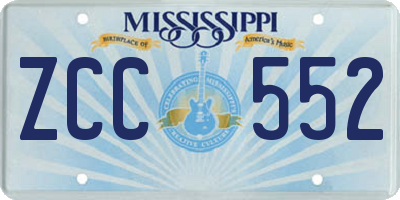 MS license plate ZCC552