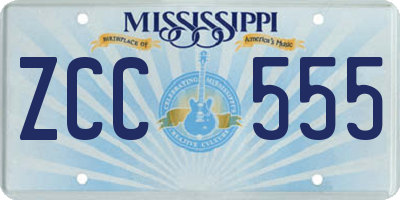 MS license plate ZCC555