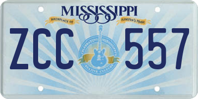 MS license plate ZCC557