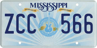 MS license plate ZCC566