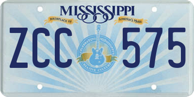 MS license plate ZCC575