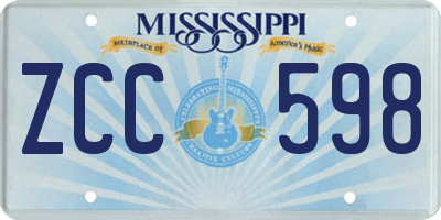 MS license plate ZCC598