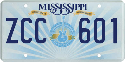MS license plate ZCC601