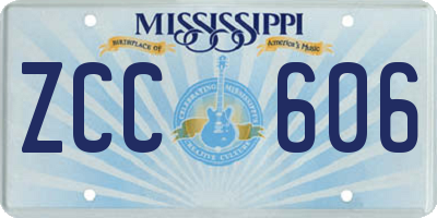 MS license plate ZCC606