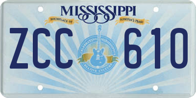 MS license plate ZCC610