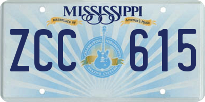 MS license plate ZCC615