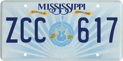 MS license plate ZCC617