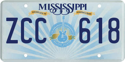 MS license plate ZCC618