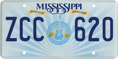 MS license plate ZCC620