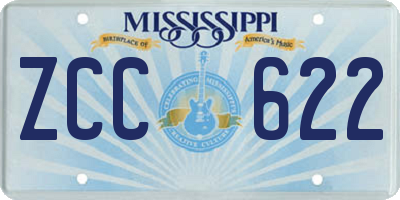 MS license plate ZCC622
