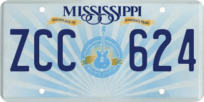 MS license plate ZCC624