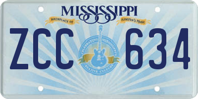 MS license plate ZCC634