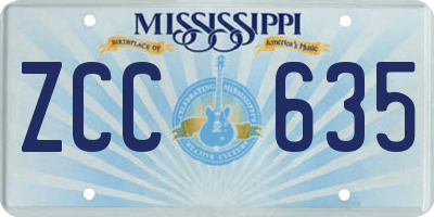 MS license plate ZCC635