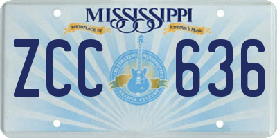 MS license plate ZCC636